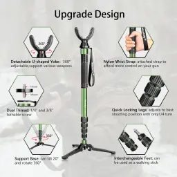 Manbily G-333 Monopé para Caça 5 Seções para Câmera DSLR Tripé Arma Rifle Rest 360 °   Acessórios para bastões de tiro rotativos - Image 3