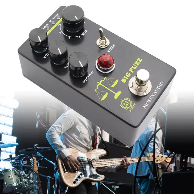 Pedal de Efeito MOSKY Big Fuzz para Guitarra Elétrica com Distortion, Fuzz Booster e 4 Modos Ajustáveis