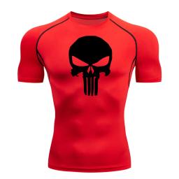 Camiseta masculina de compressão manga curta, camiseta preta de caveira respirável para musculação, top de MMA, verão - Image 3