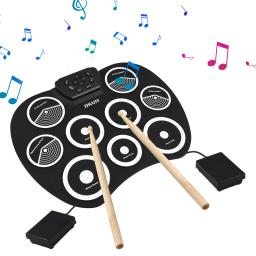 Conjunto de bateria eletrônica, bateria laminada à mão, interface midi de 9 almofadas, suporta jogos dtx, conjunto de bateria portátil, presentes com pedais de baquetas - Image 1