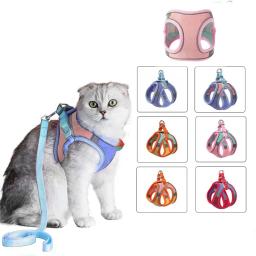 Arnês de colete ajustável com alça reflexiva para animais, colete respirável macio, coleira de gato, cão médio, acessórios para gato - Image 1