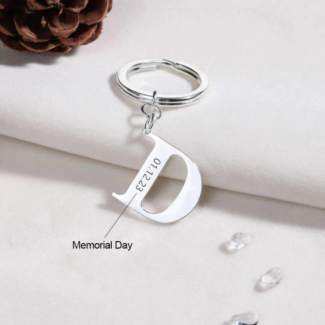 Chaveiro Personalizado de Aço Inoxidável com 26 Letras do Alfabeto - Presente Ideal para Aniversário e Comemorações