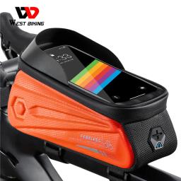 Oeste Biking-Saco À Prova D' Água Da Bicicleta, Telefone Bag, Sensitive Touch Screen, MTB Road Bike, Quadro Frontal, Acessórios de Ciclismo, 7,0" - Image 6
