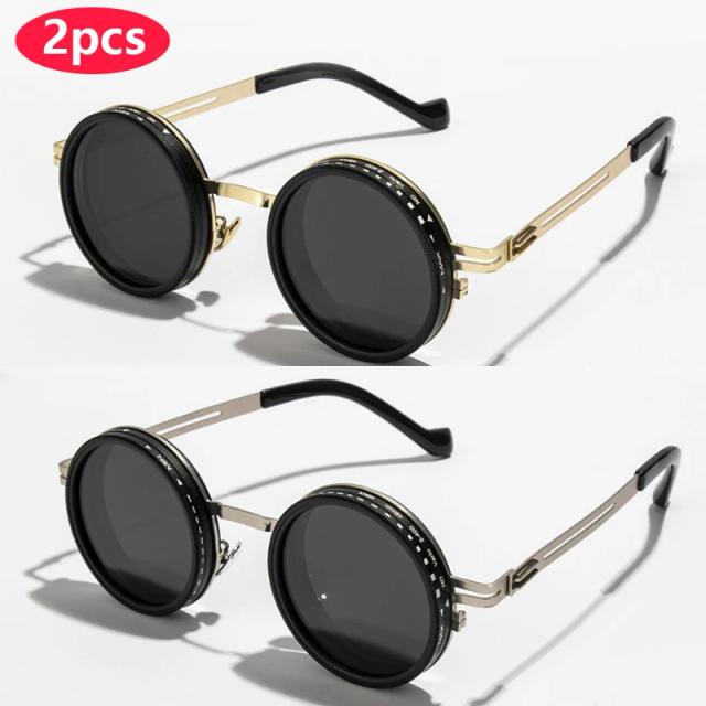 Óculos de Sol Redondo Polarizado Filtro ND Lentes Retro Masculino Feminino