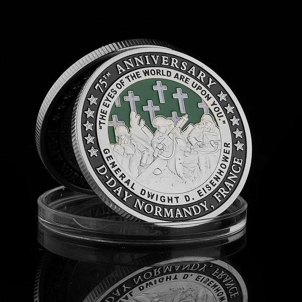 Moeda de Desafio Banhada a Ouro e Prata, 75 ° Aniversário da Segunda Guerra Mundial, França Dia D Normandia, 1999 4.6.6 - Image 1