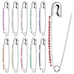Brilhante strass broche pinos, alfinetes de segurança, camisola, clipes xale, tom prata, cintura broches, acessório de costura roupas, novo - Image 4