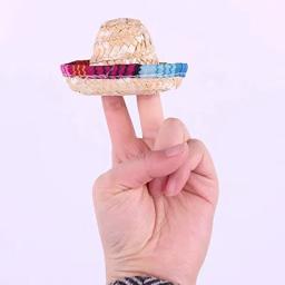 Chapéu de palha para vinho, mini chapéu mexicano, utensílios de cozinha, festa de casamento bonito, decoração de mesa, acessórios boneca - Image 6