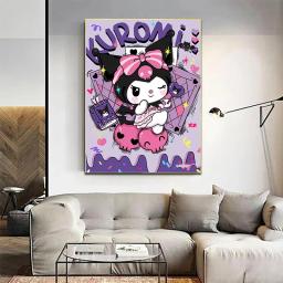 Sanrio Handmade Diamante Pintura Kit, DIY, Água, Kuromi, Cruz Bordados, Mosaico, Decoração de Casa - Image 2