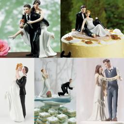 Estatueta de resina para decoração do bolo de casamento, enfeites engraçados, noiva e noivo, estatuetas stand, casamento suprimentos, romântico - Image 2