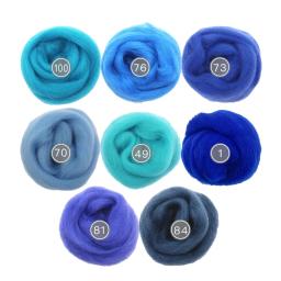 Flor De Fibra De Lã e Animal Roving para Feltragem De Agulha, Fio para Mão Girando, Brinquedo DIY, 8 Cores por Conjunto - Image 2