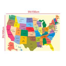 O mapa dos eua em inglês 150*100cm lona pintura da parede arte cartaz e cópias material de escritório sala estar decoração para casa - Image 4