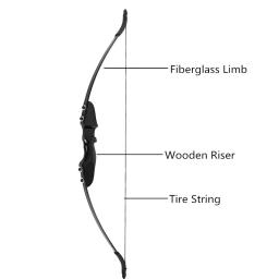 Madeira Recurve Bow para esportes ao ar livre, tradicional Takedown Bow, Split Archery Bow, Caça e Tiro, 30-50lbs - Image 2