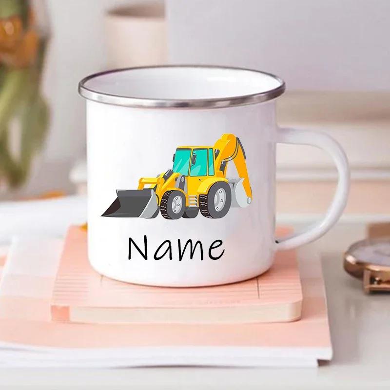 Caneca personalizada para crianças quente chocolate personalizado carro com nome caneca para meninos crianças lidar com canecas festa de aniversário favores presente das crianças - Image 1