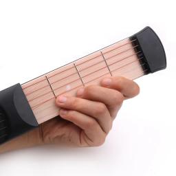 1 conjunto de guitarra de bolso de 6 cordas com 4 trastes, ferramenta de prática para iniciantes e crianças instrumento musical, guitarra de viagem - Image 6