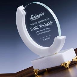Troféu De Mármore Branco, Prêmio Personalizado, Troféu De Cristal De Madeira, Criativo, Honra High-End, Cartão De Autorização, Troféu Redondo - Image 5