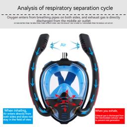 Máscara Full Face Snorkeling Tubo Duplo, Silicone Full Dry Breathing Tube, Frame Grande Mergulho Goggles, Alta Qualidade, Novo - Image 2