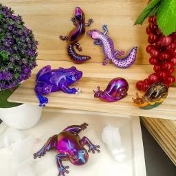 Sapo Resina Silicone Moldes para Pendurar na Parede, 3D Caracóis, Fundição Epóxi, Animal, Lagarto, Casa, Decoração Desktop, 4Pcs - Image 2