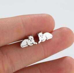 Brincos de animais dos desenhos animados para mulheres, Aço Inoxidável Múltiplo, Cat Stud, Small Dog Paw Ear Studs, Jóias Engraçadas, Oorbellen - Image 5