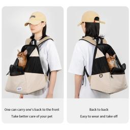 Gatinho respirável lona leve gato mochila, saco de transporte de viagem ao ar livre para gatos e cachorro, Pet carregando suprimentos - Image 5
