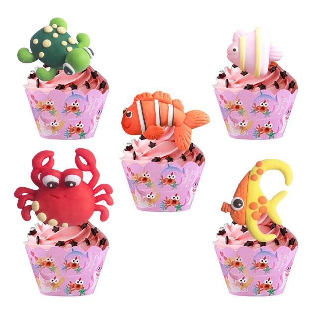 Decorações Temáticas de Oceano: Topper de Bolo e Cupcake com Animais Marinhos
