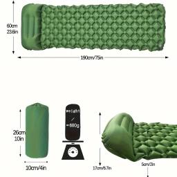 Colchão inflável para acampamento ao ar livre, almofada de dormir, almofada de ar, esteira de viagem com encosto de cabeça - Image 3