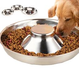 Tigela de alimentação para animais de estimação em aço inoxidável, bacia de comida lenta para cães, prato para beber gatos, suprimentos de alimentação para animais de estimação - Image 1