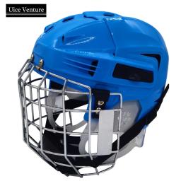 Capacete de hóquei ajustável para homens e mulheres, máscara facial Combo, engrenagem protetora, amp - Image 1