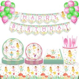Suprimentos para festa de aniversário de fadas, talheres para festa de fadas, pratos de sobremesa, guardanapos, aniversário de meninas, chá de bebê, decoração de festa de chá - Image 3