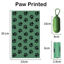 Sacos biodegradáveis do cocô do cão, Impresso Dog and Cat Waste Bag, Dispenser de saco limpo para casa ao ar livre, Pet Poop Bags, 15 sacos por rolo - Image 5