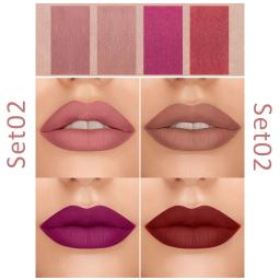Conjunto de batons com espelho líquido para mulheres, duradouro, impermeável, antiaderente, brilho labial fosco, cosméticos, maquiagem, 4 peças - Image 3