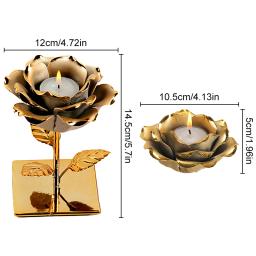 Castiçais da flor do lótus do chapeamento do ouro cerâmico com base, artesanato personalizado do copo do ferro, forma nórdica, casa criativa - Image 5