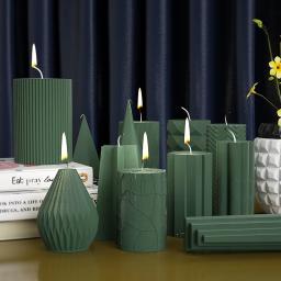 Molde De Vela Cilíndrica Diamond Stripe Triângulo Cilíndrico Cone Variável Silicone Mold Produtos de Produção de Vela Geométrica DIY - Image 3