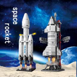 Blocos de construção do foguete espacial para crianças, Assembly Puzzle, Decoração Desktop, Modelo de micropartículas - Image 1