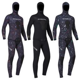 Fato de mergulho de neoprene com capuz masculino, caça submarina, 1.5mm, 3mm, 5mm, 7mm, mergulho, inverno, térmico, conjunto de 2 peças - Image 2