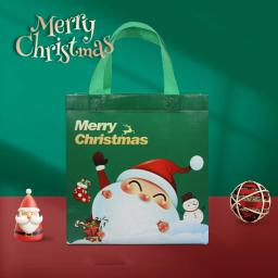 Natal tecido não tecido sacolas doces presente embalagem papai noel/homem de neve impresso crianças favores presente de ano novo sacos de compras - Image 2