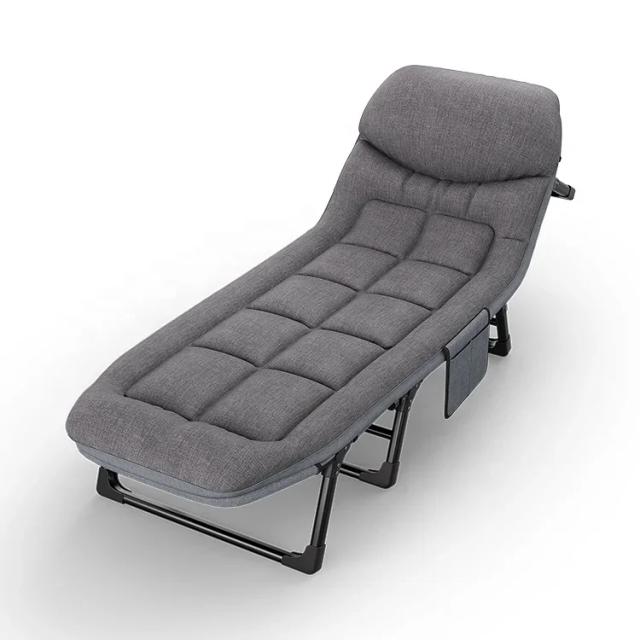 Cama Dobrável Reclinável com Almofada Ajustável para Camping, Pesca e Relaxamento em Quarto