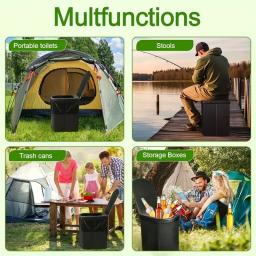 Vaso sanitário portátil para acampamento, vaso sanitário portátil para adultos, vaso sanitário dobrável para viagem de acampamento com tampa, fácil instalação - Image 3