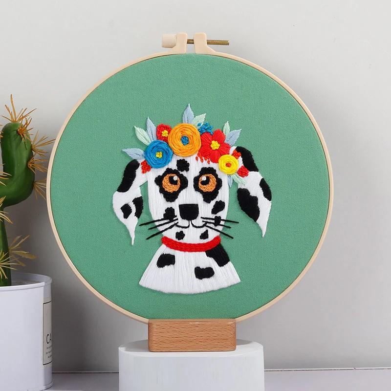 DIY estampado bordado Starters Kits para iniciantes, fácil com padrão, Pug Dog, fios de pano, arte bordada, Cross Stitch Kits - Image 1
