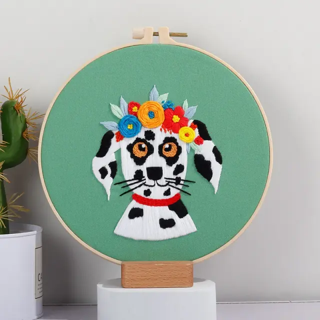 Kits de Bordado DIY para Iniciantes com Padrão de Pug - Artesanato Fácil e Divertido com Fios de Tecido e Estampas Exclusivas
