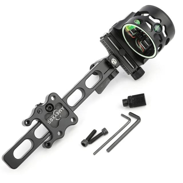 Archery Composto Bow Sight, Fibra com Sight Light, Micro Ajuste Up Down, Esquerda Tiro Direito, Caça Bow Acessórios, 0.019