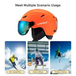 LIXADA Capacete de esqui integrado para homens e mulheres, capacete de snowboard com viseira removível, óculos para homens e mulheres, roupa de snowboard - Image 3