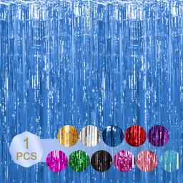 Folha De Alumínio Streamers para Decorações De Festa, Cortina De Franja Para Festa De Aniversário, Ouro, 1x2m, 6.5ft, 1Pc Set - Image 1