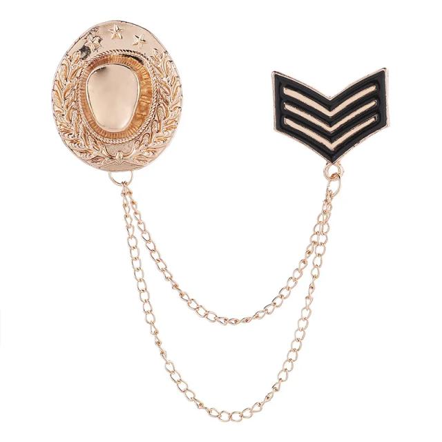 Broche de Chapéu Vintage com Corrente e Borla para Homens - Acessório Fashion e Elegante para Festas e Presentes