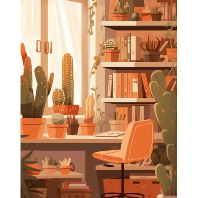 Pintura a Óleo DIY: Imagem por Números de Paisagem Pátio em Lona para Decoração e Presentes Originais para Adultos