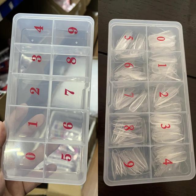 Organizador Transparente para Pregos Plásticos, Unhas Postiças, Jóias e Artesanato com 10 Seções - Ideal para Armazenamento Eficiente