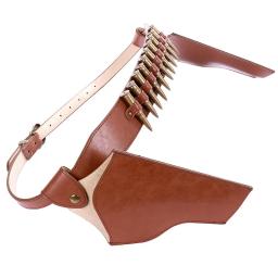 Punhal de pistola de couro para homens, arma dupla coldre, bolsa dupla, Halloween, traje de xerife, pistola de oeste selvagem - Image 2