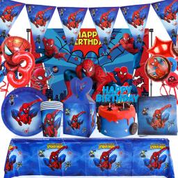 Super-herói festa suprimentos spiderman festa de aniversário decoração balões definir fundo dos desenhos animados crianças aniversário chuveiro do bebê utensílios de mesa - Image 1
