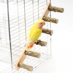 Escada de madeira para gaiola de hamster 6 passos Pássaro interativo para animais de estimação Brinquedo papagaio Acessórios para pássaros de escalada - Image 1