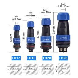 Ip68 conector à prova dsolder água solda-livre 2 plugue 3 núcleo 4 furo 5 pinos 6 pólo 7p encaixe macho e fêmea tomada de alimentação tomada de aviação - Image 2