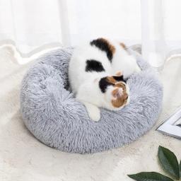 Cama fofa super macia para animais de estimação, grande cama redonda, ninho de gato de pelúcia, casa quente de inverno 40-90cm - Image 5